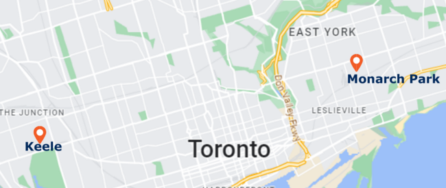Toddler Swim Program Map of Locations in Toronto