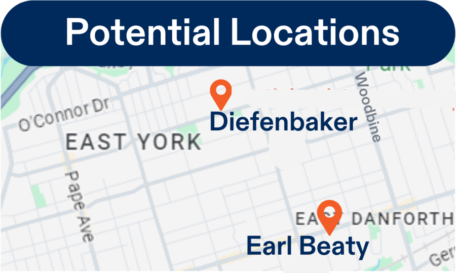 East York Potential Soccer Locations Map
