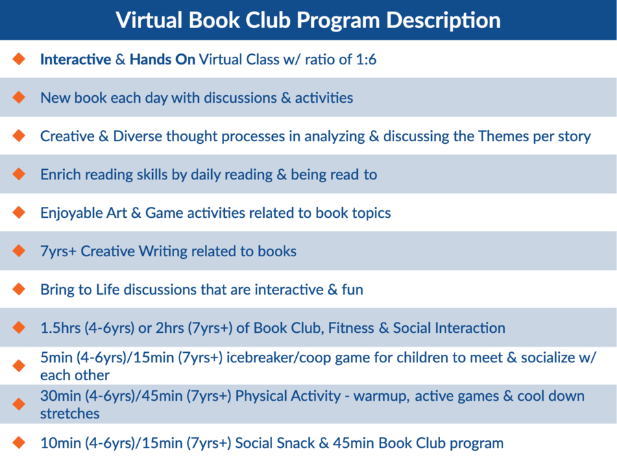 Virtual Book Club Program for children description and details
