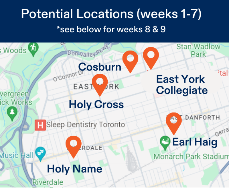 Summer Day camp for children East York map of locations