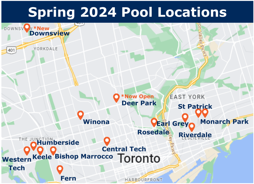 Spring 2024 Swim Lesson Pool Locations Map