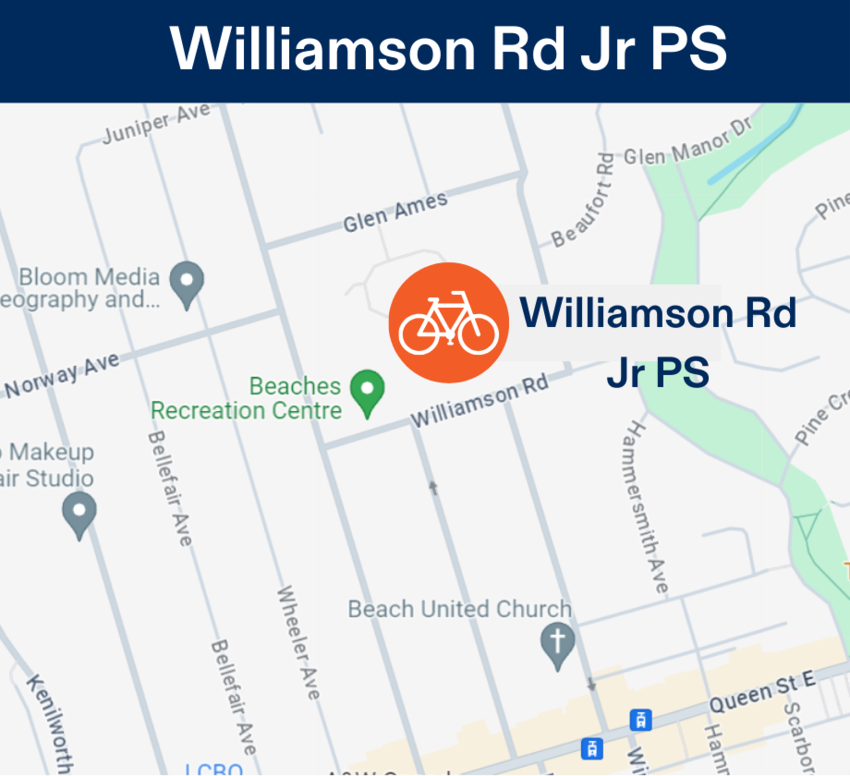 Beaches, Williamson Road Jr PS Learn to Bike Program Location Map