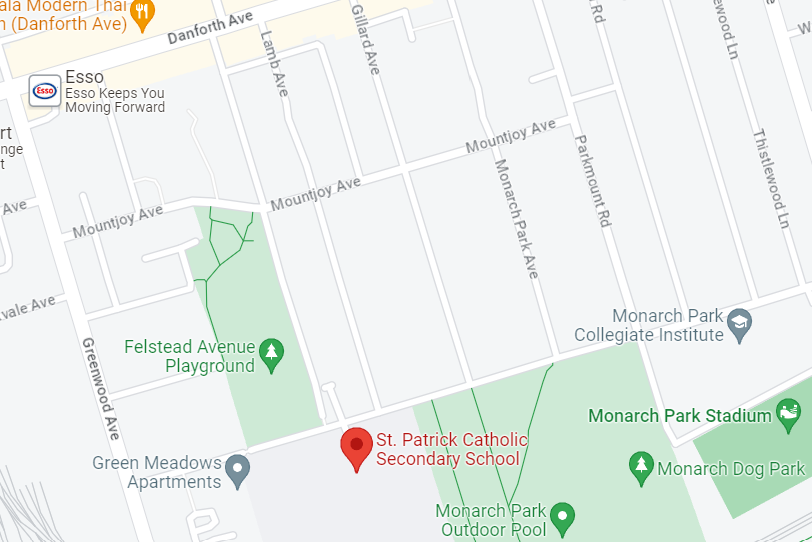 St Patrick, East York Toronto location Map